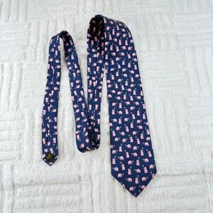 Alynn Neckwear Men's Silk Tie Novelty Elephant Party Animals Navy Blue Funky